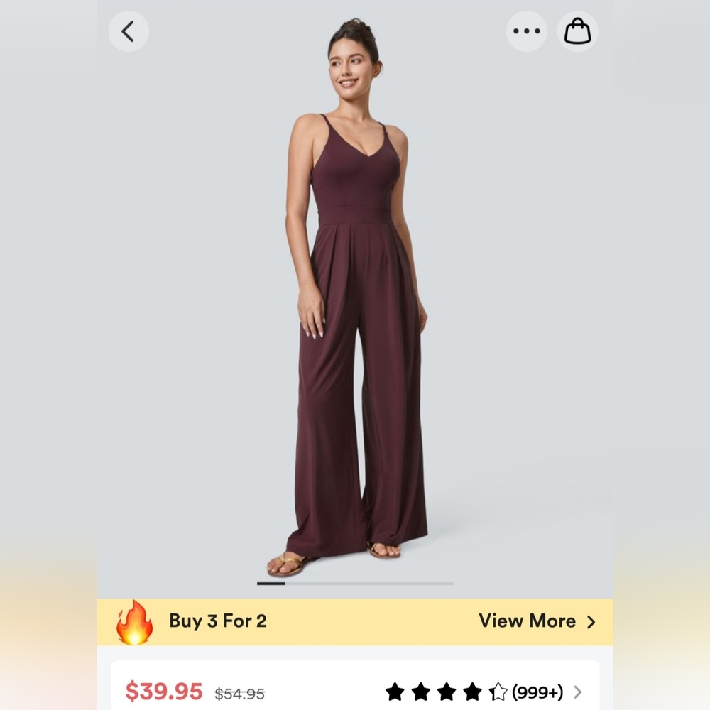 NWT HalaBreezeful Backless Wide Leg Quick Dry Resort Jumpsuit. Halara. Amaranth.